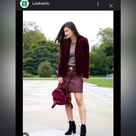 Blogger fav Modcloth Maroon Velvet Executive Blazer - Picture 8 of 10